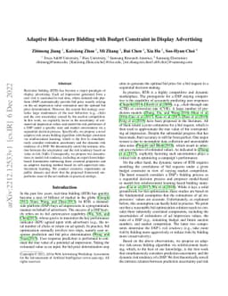 Adaptive Risk-Aware Bidding with Budget Constraint in Display
  Advertising
