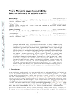 Neural Networks beyond explainability: Selective inference for sequence
  motifs