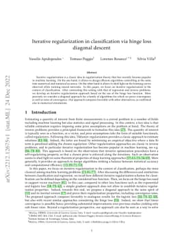 Iterative regularization in classification via hinge loss diagonal
  descent