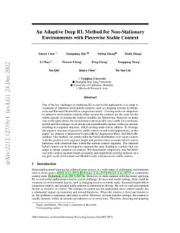 An Adaptive Deep RL Method for Non-Stationary Environments with
  Piecewise Stable Context