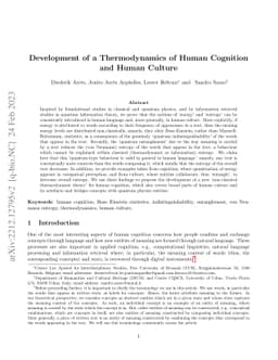 Development of a Thermodynamics of Human Cognition and Human Culture
