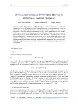 Optimal regularized hypothesis testing in statistical inverse problems