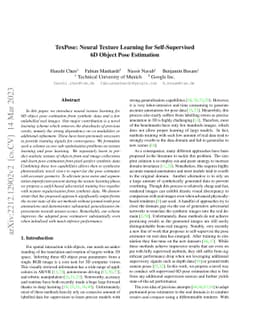 TexPose: Neural Texture Learning for Self-Supervised 6D Object Pose
  Estimation