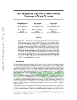 Bias Mitigation Framework for Intersectional Subgroups in Neural
  Networks