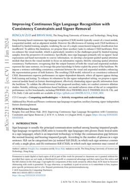 Improving Continuous Sign Language Recognition with Consistency
  Constraints and Signer Removal