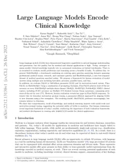 Large Language Models Encode Clinical Knowledge