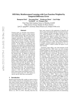 Off-Policy Reinforcement Learning with Loss Function Weighted by
  Temporal Difference Error