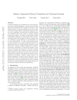 Saliency-Augmented Memory Completion for Continual Learning