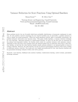 Variance Reduction for Score Functions Using Optimal Baselines