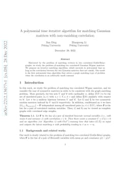 A polynomial time iterative algorithm for matching Gaussian matrices
  with non-vanishing correlation