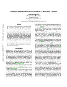 Don't do it: Safer Reinforcement Learning With Rule-based Guidance