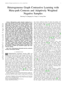 Heterogeneous Graph Contrastive Learning with Meta-path Contexts and
  Adaptively Weighted Negative Samples