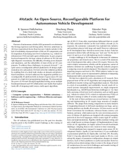AVstack: An Open-Source, Reconfigurable Platform for Autonomous Vehicle
  Development