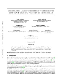 Using machine learning algorithms to determine the post-COVID state of a
  person by his rhythmogram