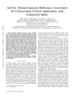 AdvCat: Domain-Agnostic Robustness Assessment for Cybersecurity-Critical
  Applications with Categorical Inputs