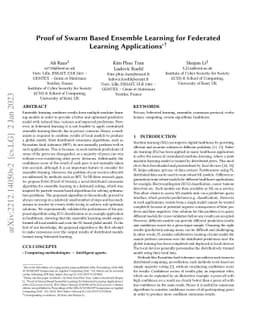 Proof of Swarm Based Ensemble Learning for Federated Learning
  Applications