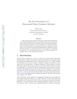 On the Convergence of Discounted Policy Gradient Methods