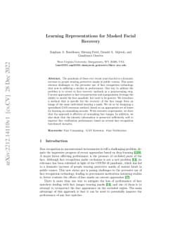 Learning Representations for Masked Facial Recovery