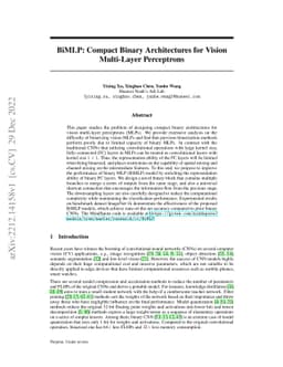 BiMLP: Compact Binary Architectures for Vision Multi-Layer Perceptrons
