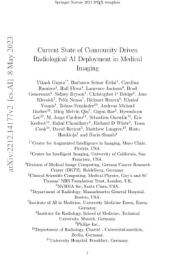Current State of Community-Driven Radiological AI Deployment in Medical
  Imaging