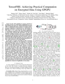 TensorFHE: Achieving Practical Computation on Encrypted Data Using GPGPU