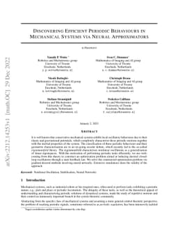 Discovering Efficient Periodic Behaviours in Mechanical Systems via
  Neural Approximators