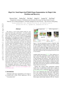 MagicNet: Semi-Supervised Multi-Organ Segmentation via Magic-Cube
  Partition and Recovery
