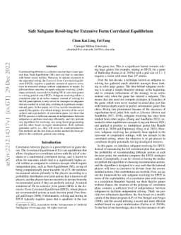 Safe Subgame Resolving for Extensive Form Correlated Equilibrium