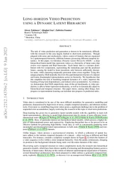 Long-horizon video prediction using a dynamic latent hierarchy