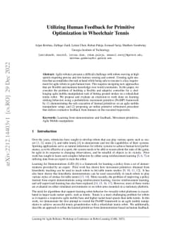 Utilizing Human Feedback for Primitive Optimization in Wheelchair Tennis