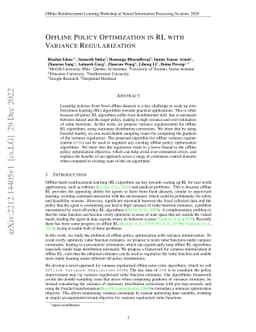 Offline Policy Optimization in RL with Variance Regularizaton