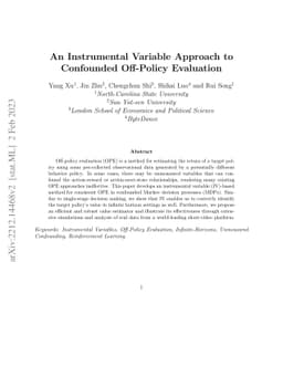 An Instrumental Variable Approach to Confounded Off-Policy Evaluation