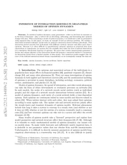 Inference of interaction kernels in mean-field models of opinion
  dynamics