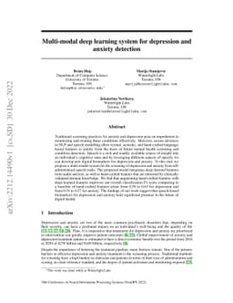 Multi-modal deep learning system for depression and anxiety detection