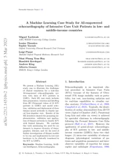 A Machine Learning Case Study for AI-empowered echocardiography of
  Intensive Care Unit Patients in low- and middle-income countries