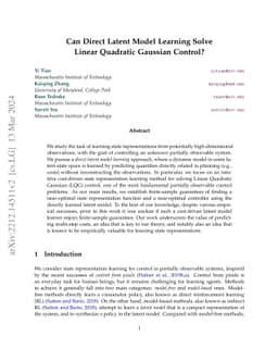 Can Direct Latent Model Learning Solve Linear Quadratic Gaussian
  Control?