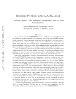Recurrent Problems in the LOCAL model