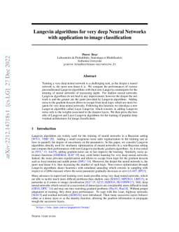 Langevin algorithms for very deep Neural Networks with application to
  image classification