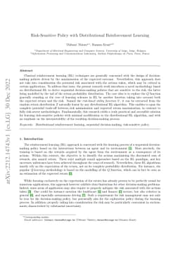 Risk-Sensitive Policy with Distributional Reinforcement Learning