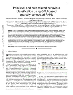 Pain level and pain-related behaviour classification using GRU-based
  sparsely-connected RNNs