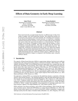 Effects of Data Geometry in Early Deep Learning