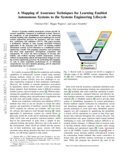 A Mapping of Assurance Techniques for Learning Enabled Autonomous
  Systems to the Systems Engineering Lifecycle
