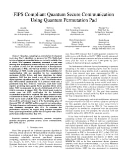 FIPS Compliant Quantum Secure Communication using Quantum Permutation
  Pad
