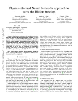 Physics-informed Neural Networks approach to solve the Blasius function