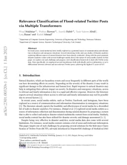 Relevance Classification of Flood-related Twitter Posts via Multiple
  Transformers