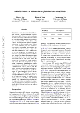 Inflected Forms Are Redundant in Question Generation Models