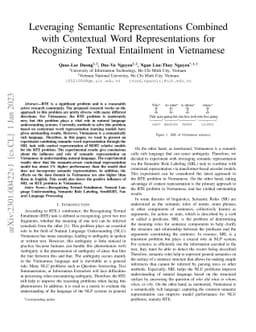 Leveraging Semantic Representations Combined with Contextual Word
  Representations for Recognizing Textual Entailment in Vietnamese