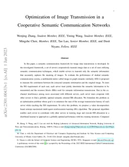 Optimization of Image Transmission in a Cooperative Semantic
  Communication Networks