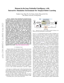Human-in-the-loop Embodied Intelligence with Interactive Simulation
  Environment for Surgical Robot Learning