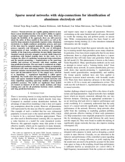 Sparse neural networks with skip-connections for identification of
  aluminum electrolysis cell